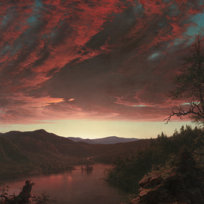 A pleasant one to take in, Frederic Edwin Church’s scene of a Maine sunset evokes a desire to get off your ass and take an evening hike — just pure sunset in the days before Instagram-filtered landscapes and people vying for as many likes as they can get on social media. Take a second to admire it as we’re halfway through our virtual tour. (A bench used to sit in front of this one for just that purpose but, alas, it’s been replaced by a sculpture.)