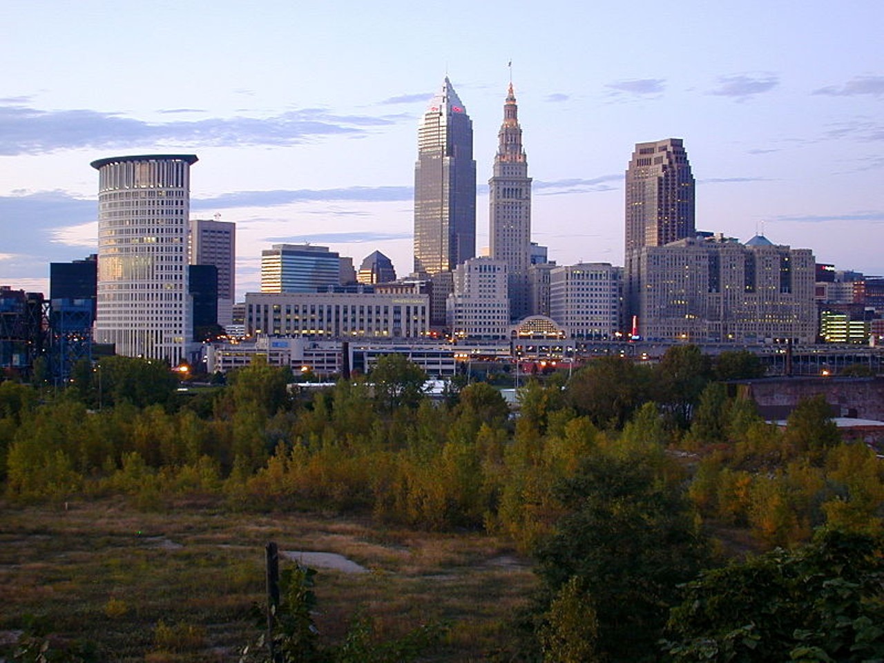 A view of Cleveland's skyline from the west, 2009.
