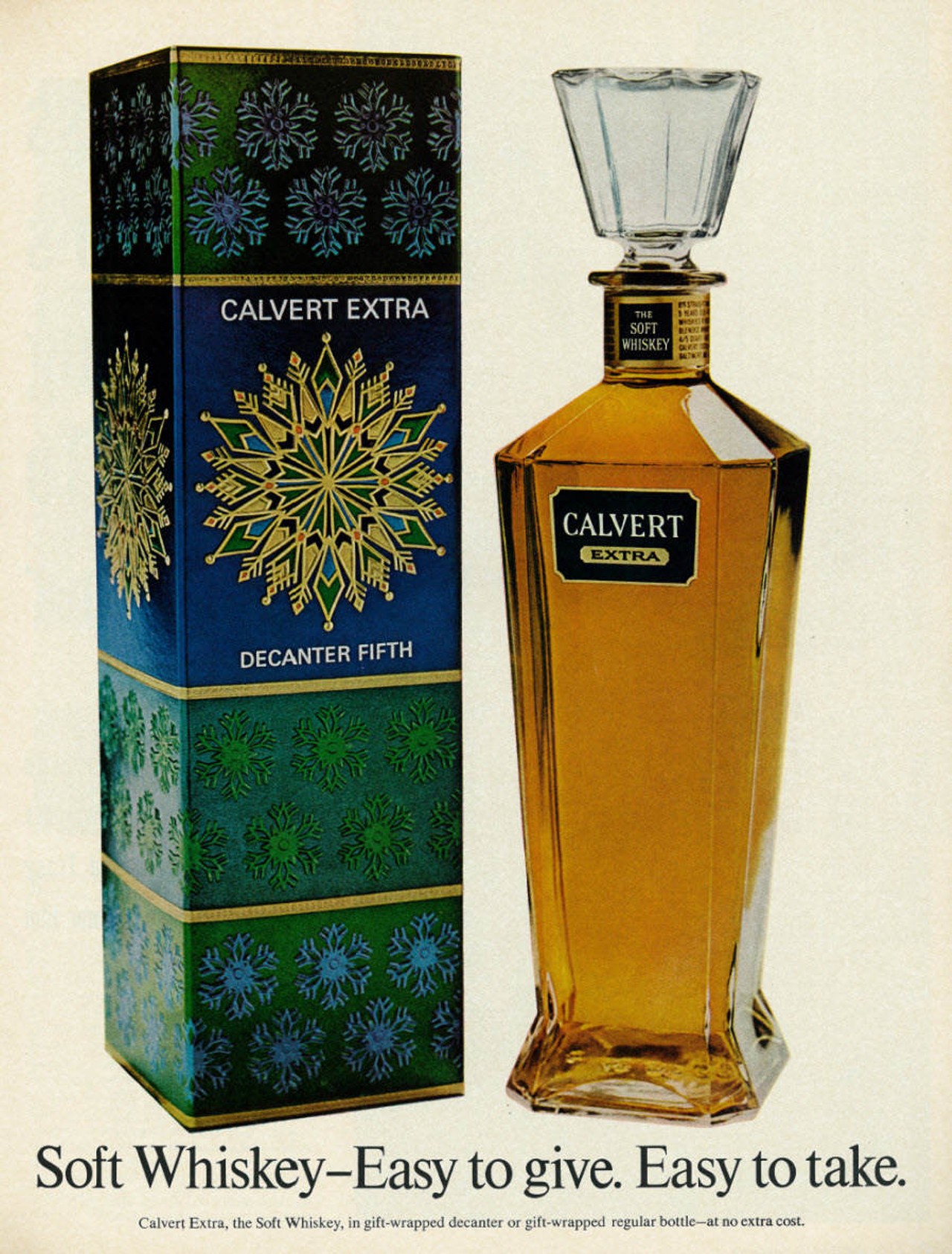 Calvert Extra Soft Whiskey & Gift Glass Decanter, 1968