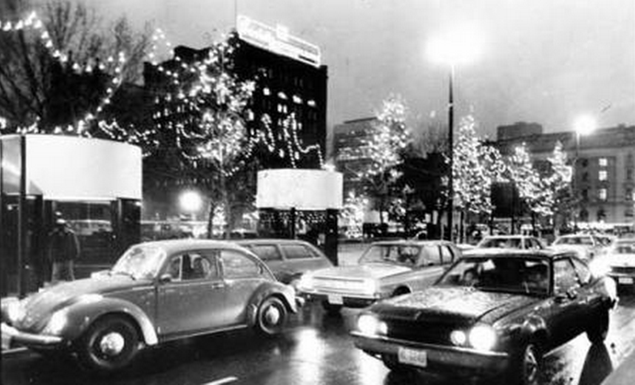 Christmas lights along Superior Ave., 1980.