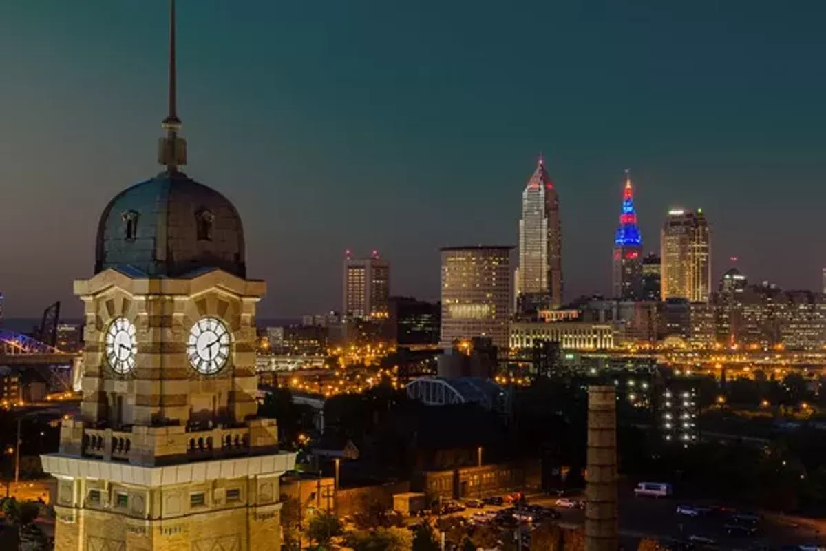 CLE Westside Market View at Dusk