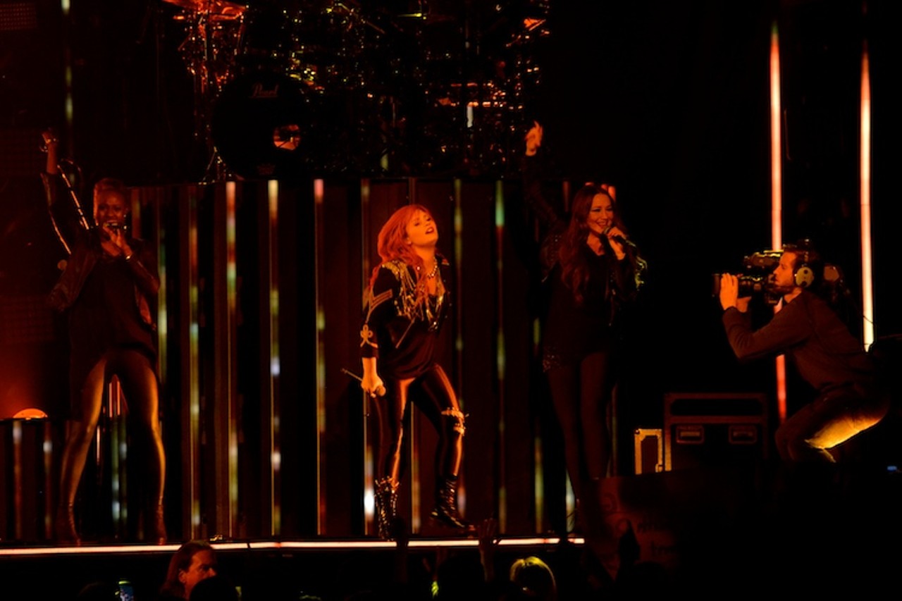Demi Lovato, Cher Lloyd and Fifth Harmony performing at the Q