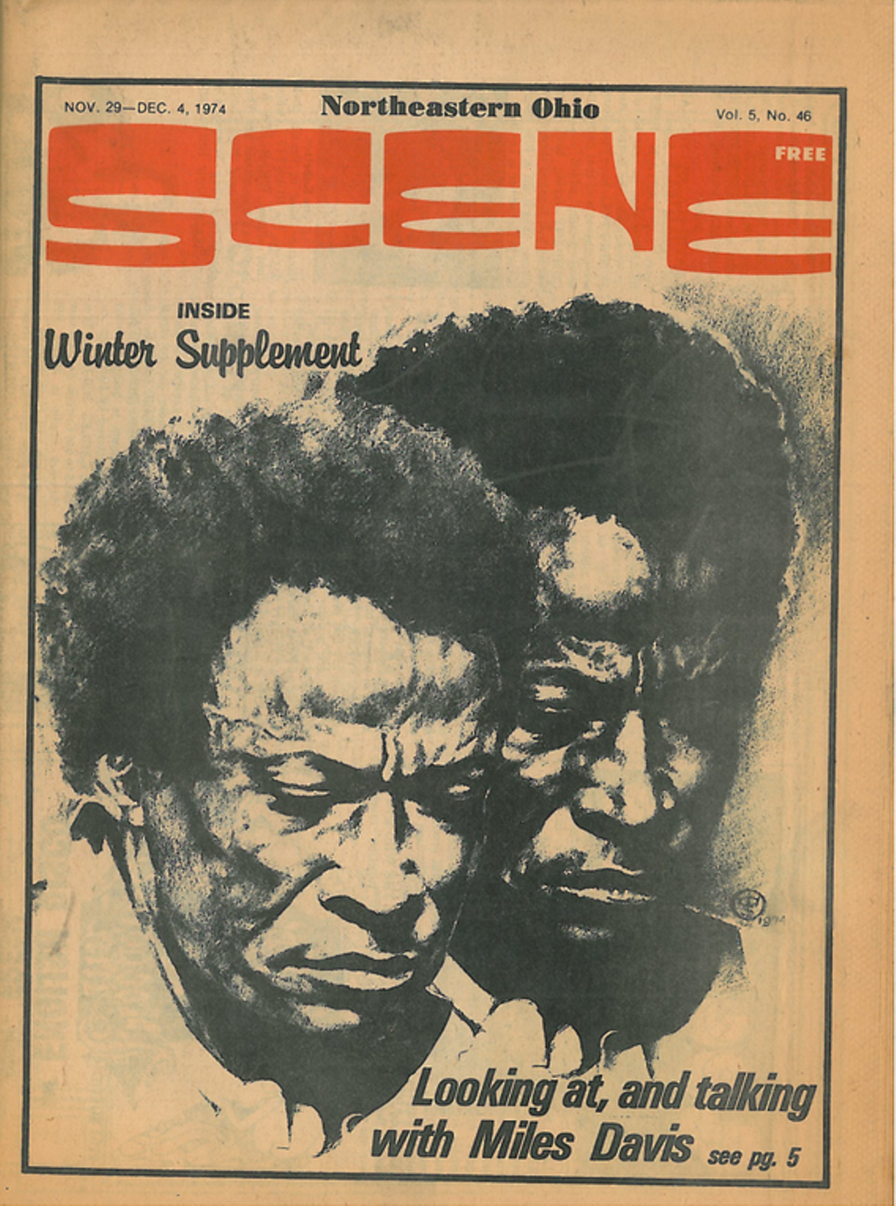 "Looking at, and talking with Miles Davis," 1974.