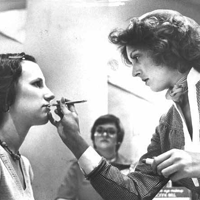 Makeup application, 1977.