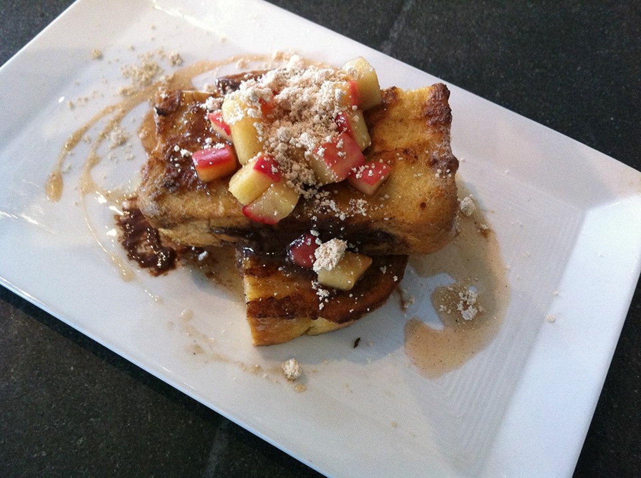 Nutella stuffed French toast. There is no need to say anything else except --go there on Sunday and eat it! Flour is located at 34205 Chagrin Blvd, Moreland Hills. Call 216-464-3700 or visit
flourrestaurant.com for more information.