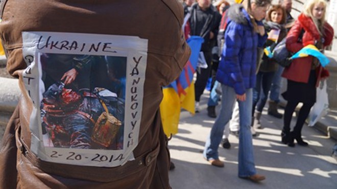 [PHOTOS] Stop the Bloodshed! Support Ukraine! Ralliers Gather at City Hall
