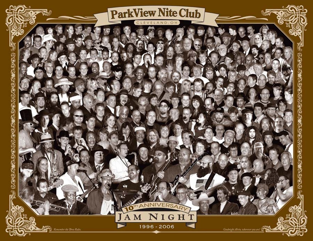 The collage that hangs in Parkview, showcasing all the musicians who played during the first 10 years
