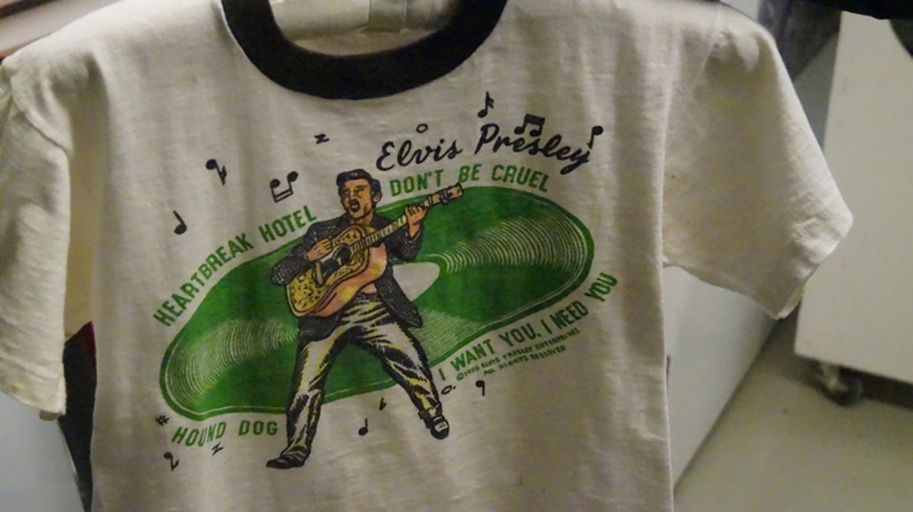 This is the first rock ’n’ roll T-shirt. NO one was making T-shirts prior to 1956 for rock n’ roll artists because there really weren’t any. I have not seen a 1955 Bill Haley T-shirt yet.