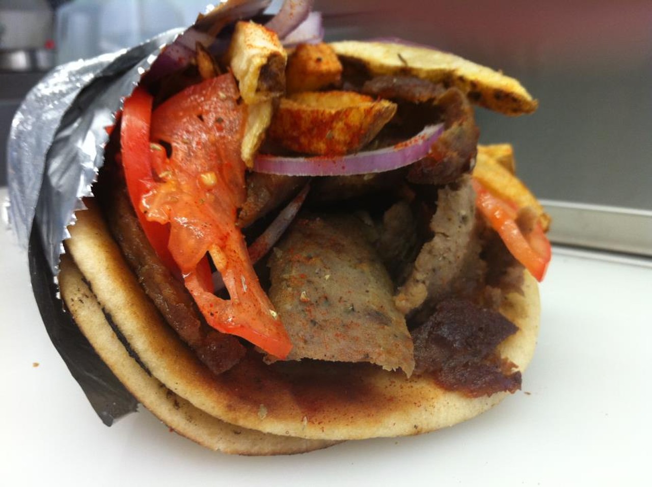 This mobile and catering truck brings a pita delight right to you. With many different takes on a gyro to choose from, we recommend going with the  Mad Mouth Gyro. Double the gyro meat, onion, tomatoes, and tzatziki sauce are wrapped in two- not one- pitas!