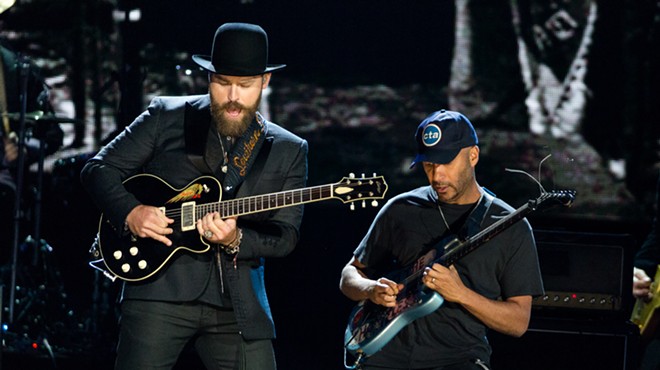 The hat worn by Zac Brown (left) is currently on display at the Rock Hall.