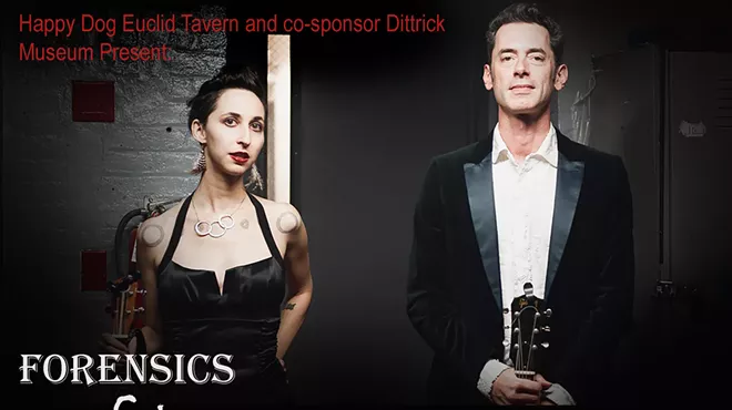 Image: "Forensics, Crime & Charming Disaster" brings together Brooklyn folk-noir duo Charming Disaster and author Brandy Schillace at Cleveland's Happy Dog on April 20