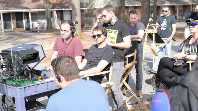 Tyler Davidson (he's the guy wearing sunglasses) on the set of 'Galveston'