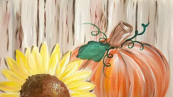 Image: Rustic Sunflower Pumpkin Painting