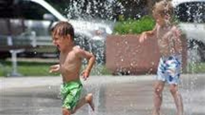 A splash pad in action.