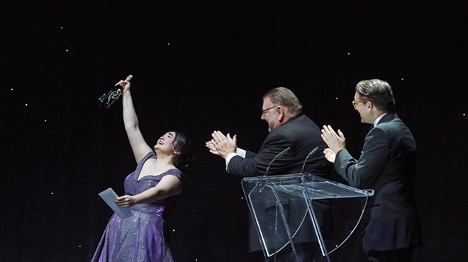 From left to right, Midori Marsh with host Ben Heppner and Canadian Opera Company General Director Alexander Neef.