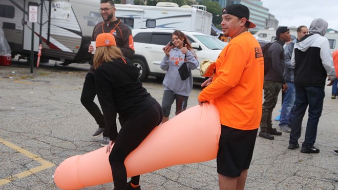 The Browns vs. Steelers game was the No. 1 trending topic on Google this year in Ohio. This photo shows Browns fans gearing up in the Muni Lot  for a game against the Steelers back in 2018.