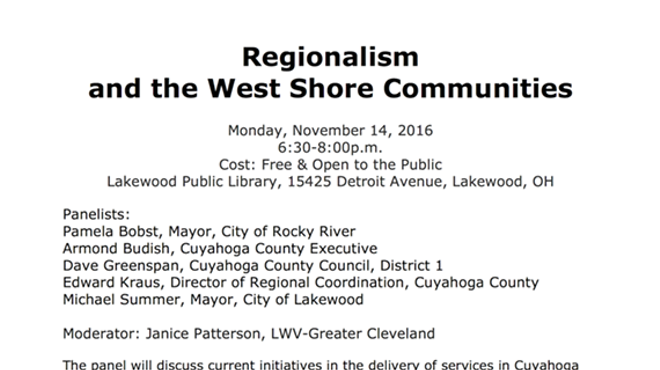 Image: "Regionalism and the West Shore Communities" forum