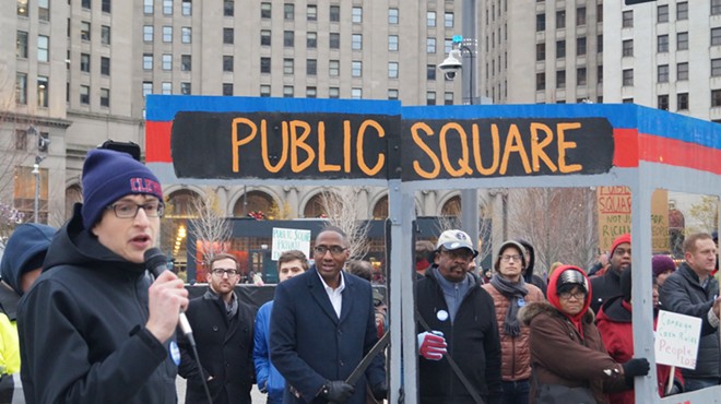 Councilman Zack Reed and others at a Public Square rally.