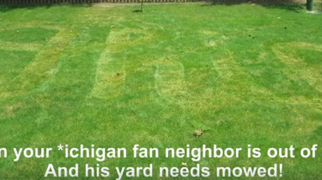 Buckeye Fan Mows 'OHIO' Into His Michigan Fan Neighbor's Grass