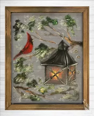 Image: Rebeca Flott Arts Screen Art Painting- Glowing Cardinal