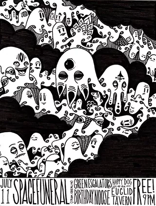 Image: Space Funeral (Oberlin) w/ Green Escalators, and Birthday Noose (Akron).