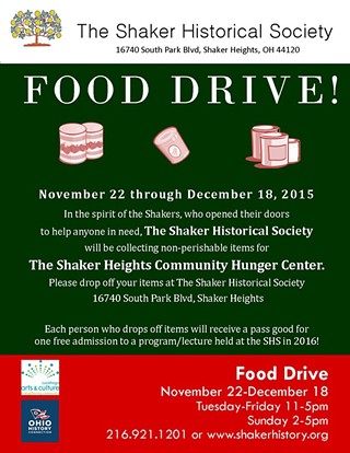 2nd Annual Food Drive at the Shaker Historical Society