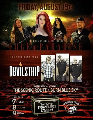 Image: Edge of Paradise,Devilstrip,The Scenic Route, Burn Blue sky