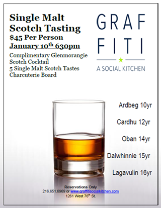 Image: Single Malt Scotch Tasting $45 Per Person Jan 10th 630pm