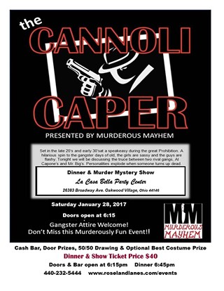 Murder Mystery Dinner Show-Cannoli Caper