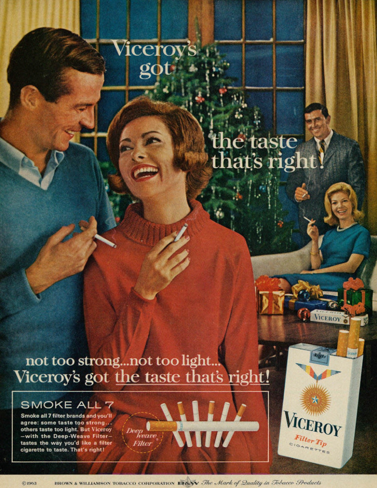 Viceroy Filter Tip Cigarettes holiday ad, 1963