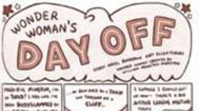 View askew: A scene from Ellen Forney and Ariel Bordeaux's "Wonder Woman's Day Off," among the best tales in Bizarro Comics