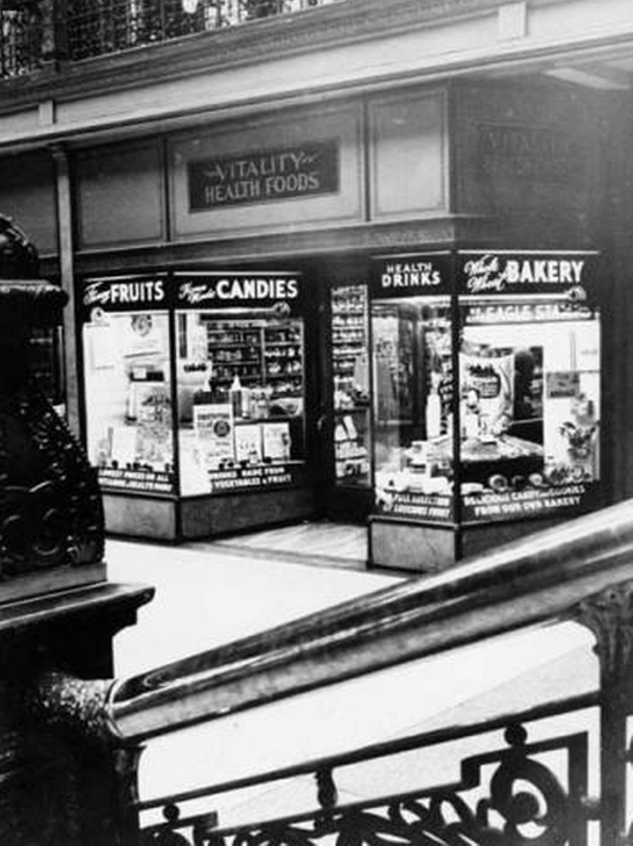 Vitality Health Foods store in the Arcade, 1971.