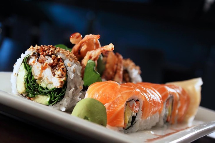 Zack Bruell's masterpiece features a Surf & Turf roll. This giant eight piece roll is a combination of the lobster and steak roll.