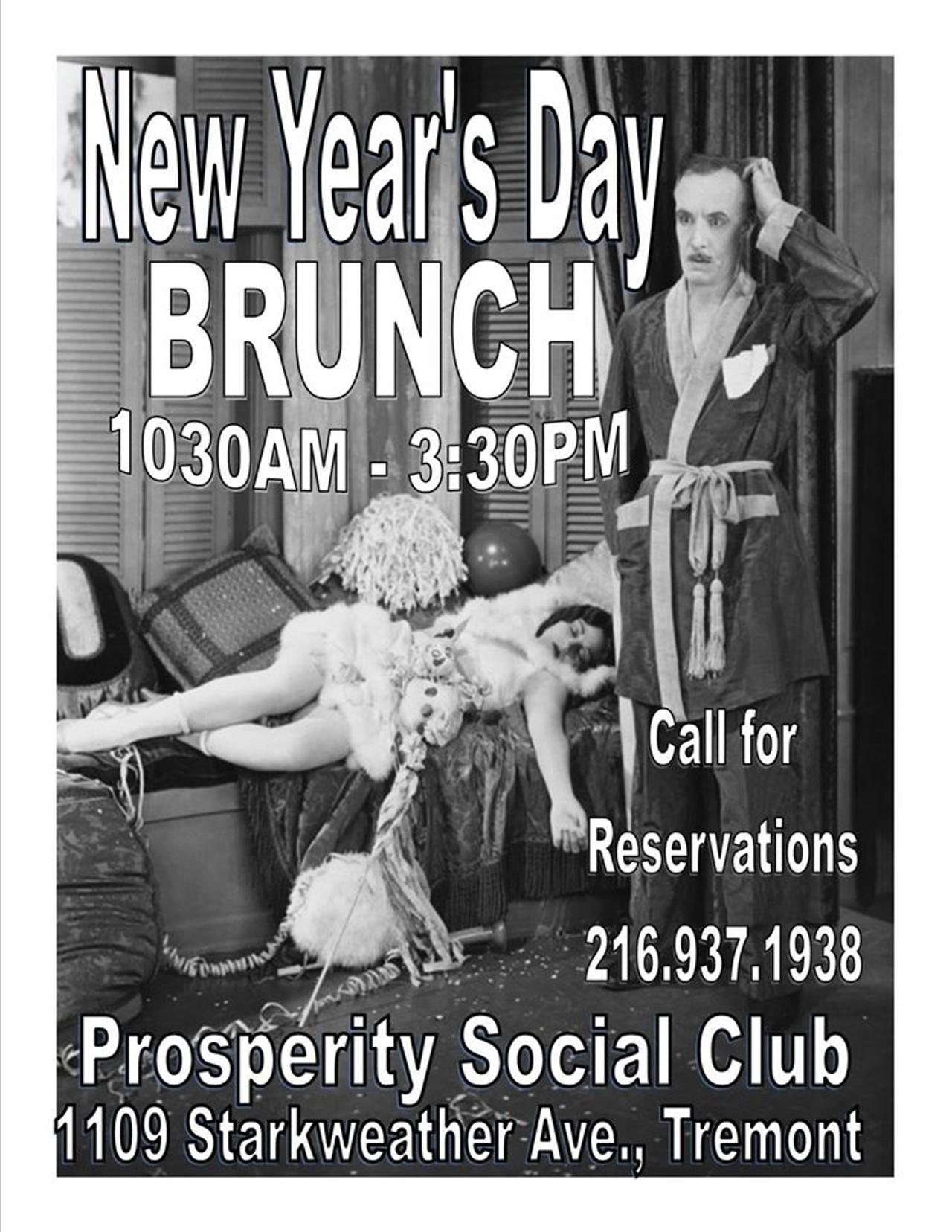 Hash After the Bash Brunch 
When: Sun., Jan. 1
Anyone recovering from a wild night out on the two to celebrate New Year&#146;s Eve will undoubtedly find solace in Prosperity Social Club&#146;s Hash After the Bash Brunch, an event designed to provide the kind of &#147;camaraderie, carbs, coffee and cocktails&#148; needed to start the new year off right. And given that many bars and restaurants are closed New Year&#146;s Day, it&#146;s good to know that at least one place in town has got you covered. Brunch runs from 10:30 a.m. to 3:30 p.m. (Courtesy Prosperity Social Club/Facebook)
