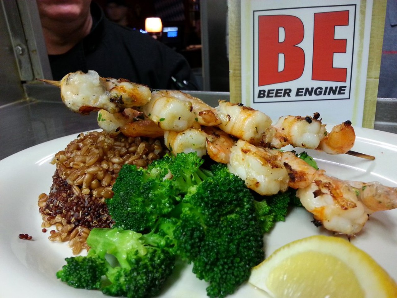 Grilled Shrimp Skewers with Quinoa, Farro and Vegetable - Buckeye Beer Engine | 15315 Madison Ave