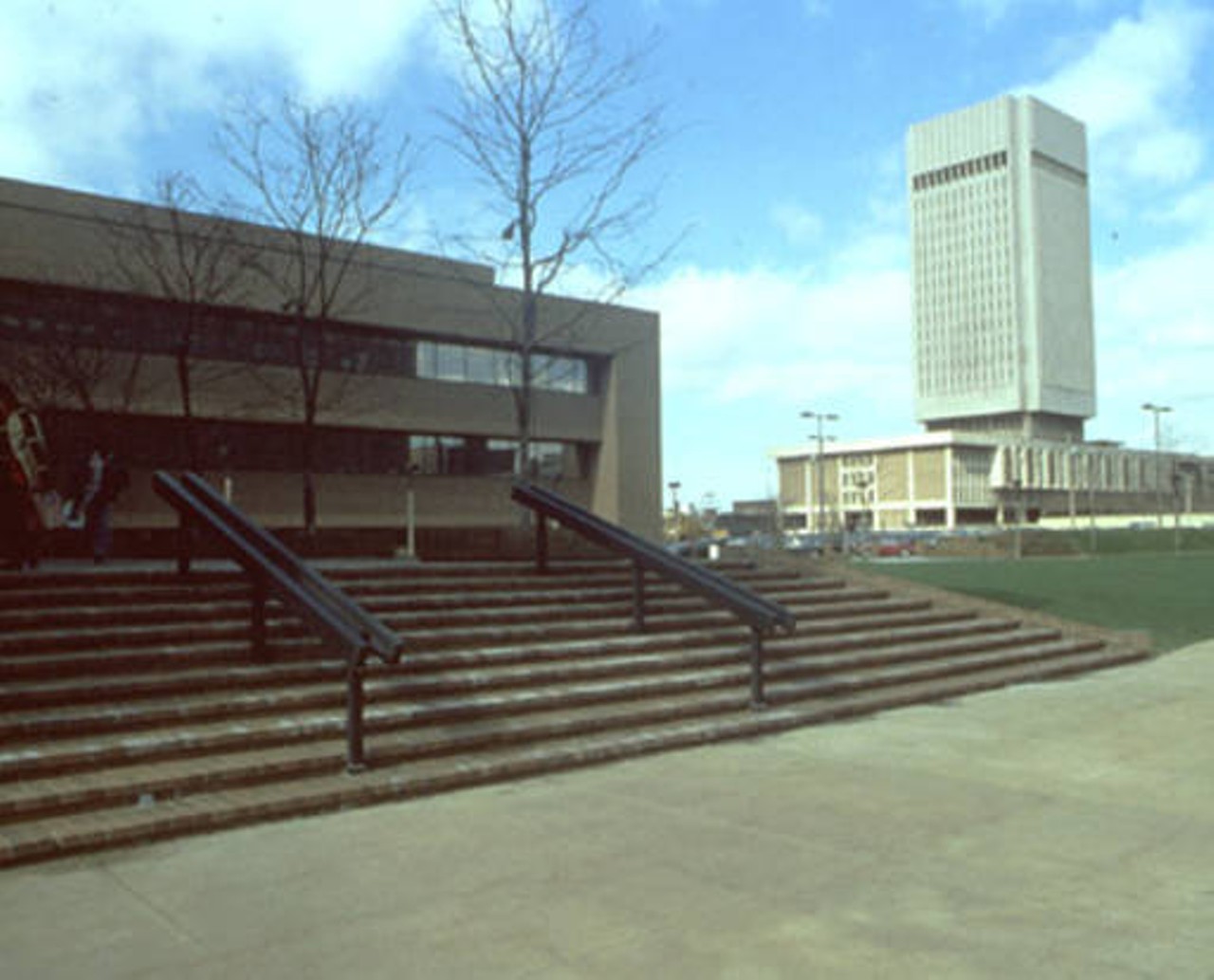 Cleveland State University, exterior view from East 18th Street. 1980