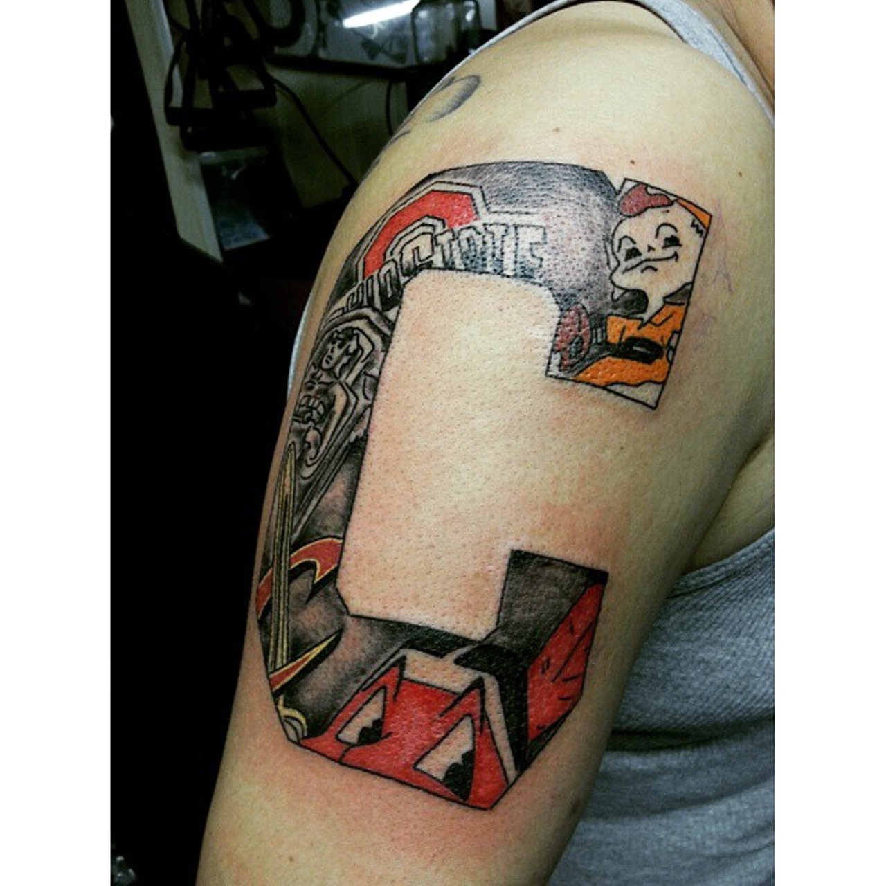 This large block C tattoo is perfect for the diehard Ohio sports fan. The colored tat features every major Cleveland sports team, a shout-out to the reigning national champions and a depiction of one of the Guardians of Traffic (Photo courtesy of Instagram user @inked_familia).