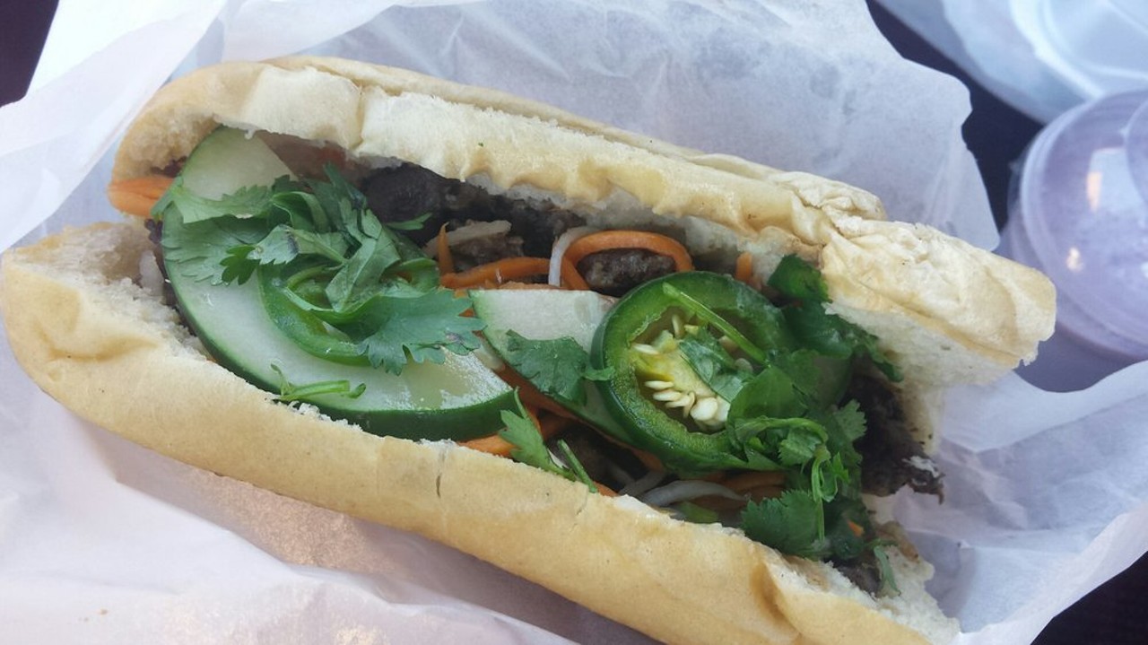 Banh Mi at Superior Pho (3030 Superior Ave., superiorpho.com) - 
Vietnamese cooks manage to pack more flavor, texture and satisfaction into a crusty French-style baguette than any other culture on earth. The love child of French and Vietnamese cuisines, this addictive sandwich's charm lies in the contrast of ingredients, like creamy chicken liver pate and mayonnaise set against the crunch of pickled veggies, the satisfying meatiness of thin-sliced roast pork against the summery shine of fresh cilantro and the kick in the teeth from jalape&ntilde;os. Excellent versions are also served at Bac in Tremont (bactremont.com), Pho Thang downtown (phothangcafe.com) and On the Rise Bakery (ontheriseartisanbreads.com).