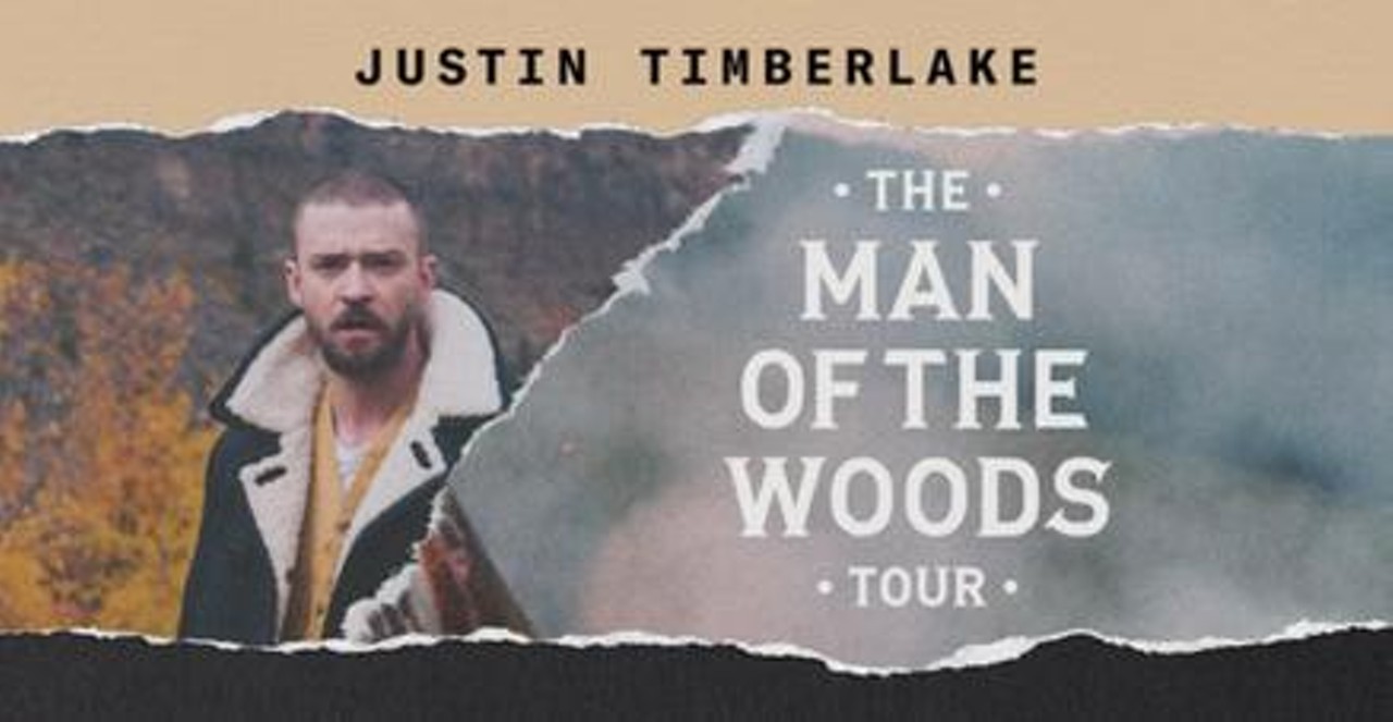 Justin Timberlake 
March 31, 7:30 p.m., Quicken Loans Arena
Justin Timberlake is a man of the woods now, but he&#146;s setting up camp in the middle of downtown for his latest stop in Cleveland. Fresh off his Super Bowl performance, this is the first time Timberlake has toured since the 20/20 Experience Tour wrapped in 2015.
Photo via  Man of the Wods Tour/Wikipedia