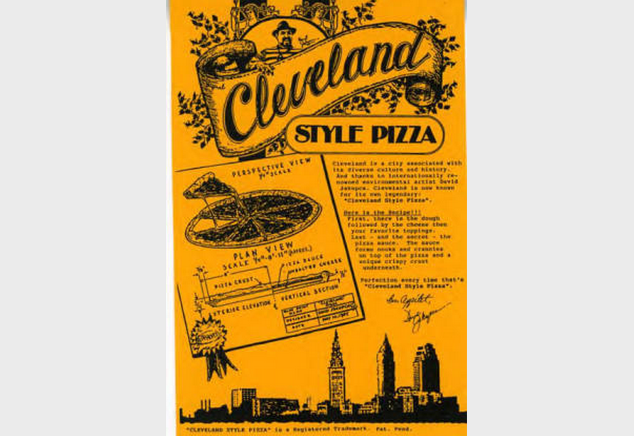 Card extolling the virtues of "Cleveland-style pizza," which, apparently, was a thing.
