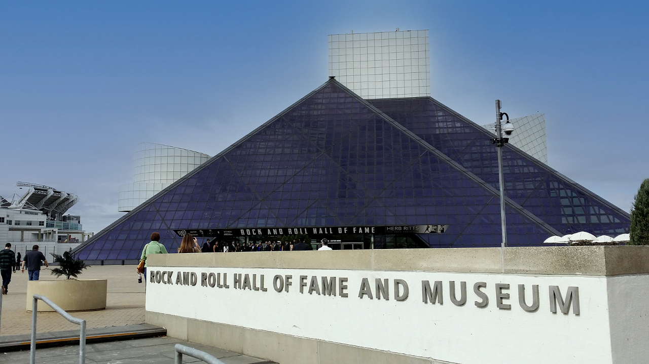 Spend a Day at the Rock Hall
1101 East 9th St., Cleveland
Bitch about who's inducted and who's not if you want — that's half the fun! — but you can't take anything away from the stunning, unparalleled collection of rock history sitting in the glass pyramid by Lake Erie. It's like a top-three item for people visiting Cleveland and the look on your face says it's been many, many years since your last visit.