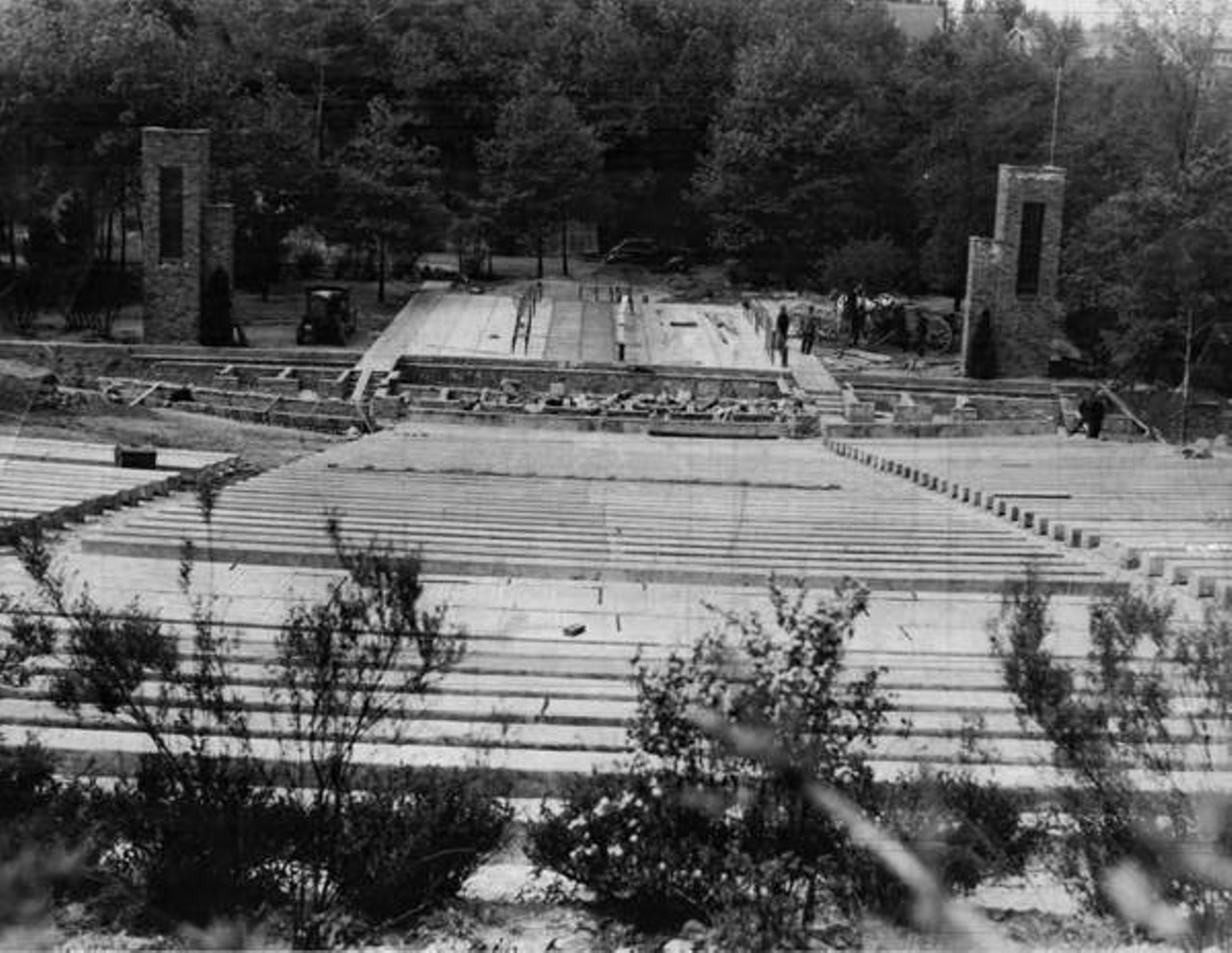 Construction of the stage for Cain Park Amphitheater,-July 1938