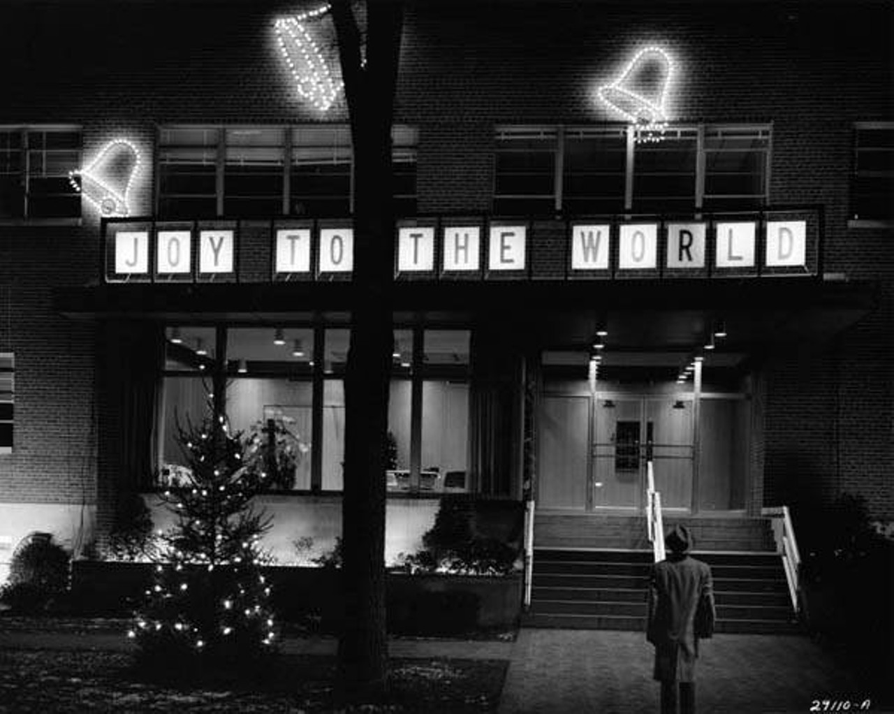Joy to the World lettering at G.E. Christmas display, 1957.