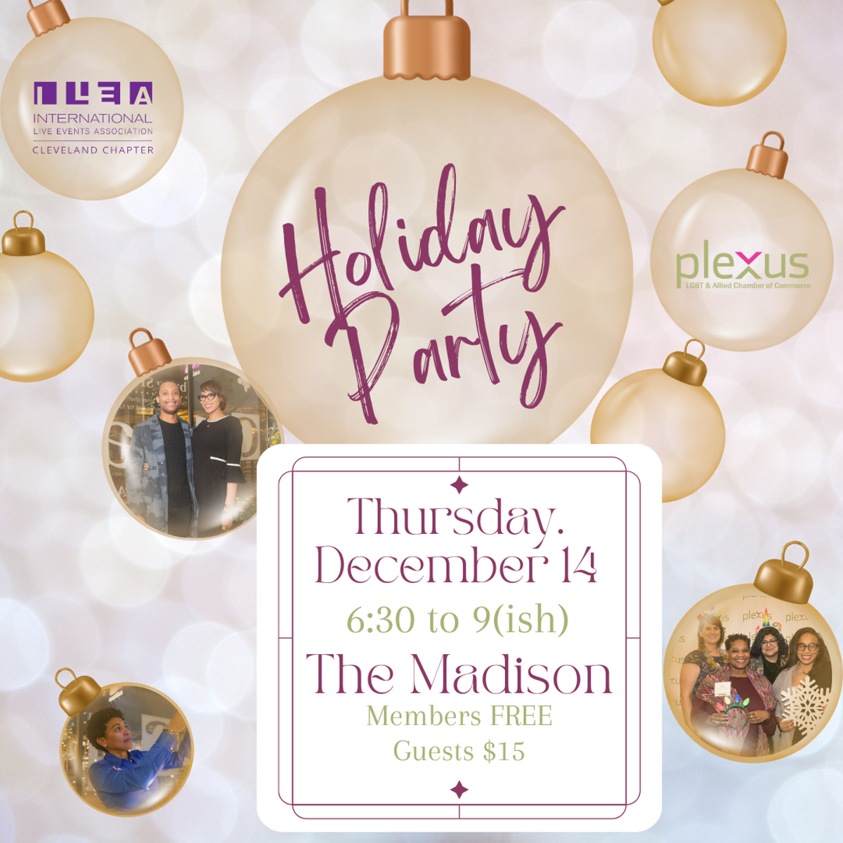 Join ILEA and Plexus for our Annual Holiday Party, Dec. 14th at 6:30
