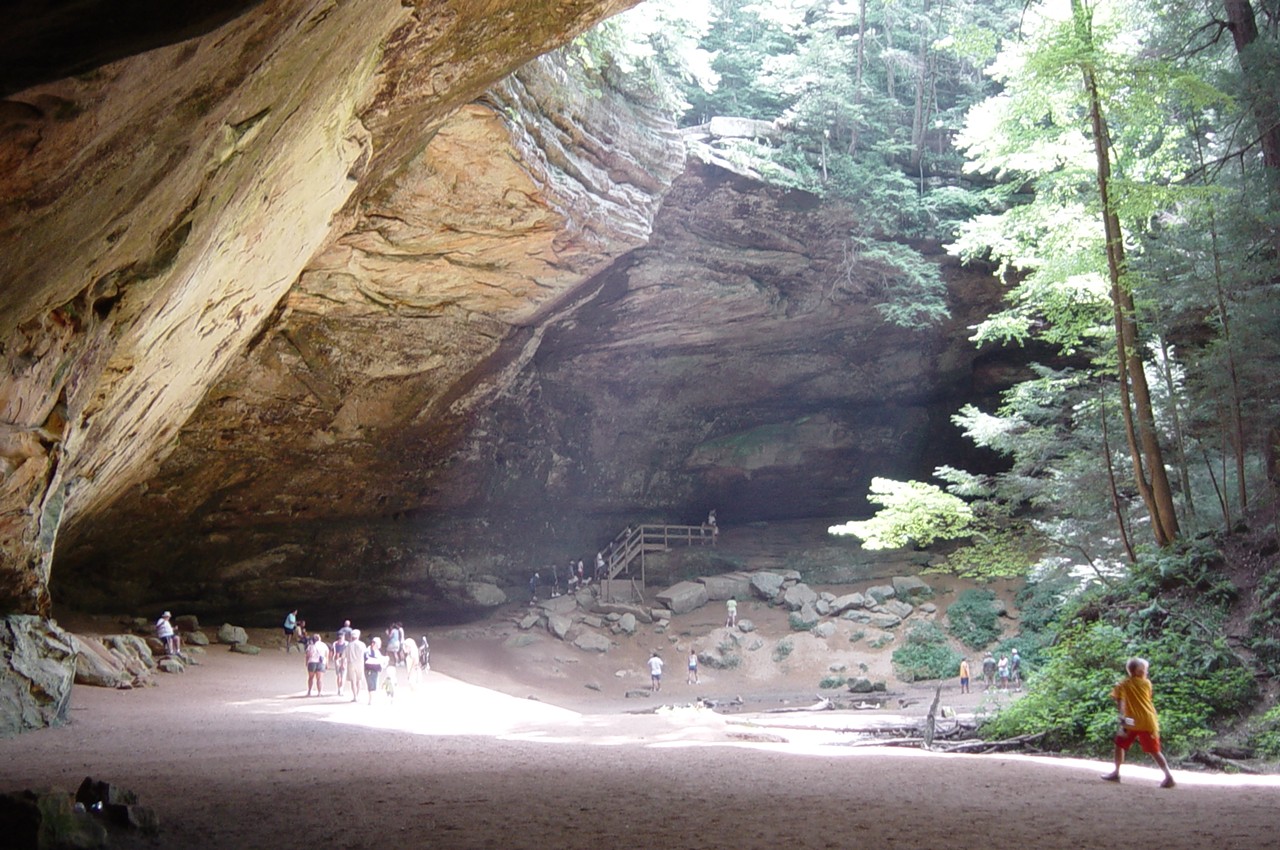 Ash Cave, Hocking Hills State Park - Ash Cave is named after the huge pile of ashes found under the shelter by early settlers. The largest pile was recorded as being 100 feet long, 30 feet wide and 3 feet deep. The source of the ashes is unknown but is believed to be from Indian campfires built up over hundreds of years. 19852 Ohio 664, Logan, OH 43138, (740) 385-6842.