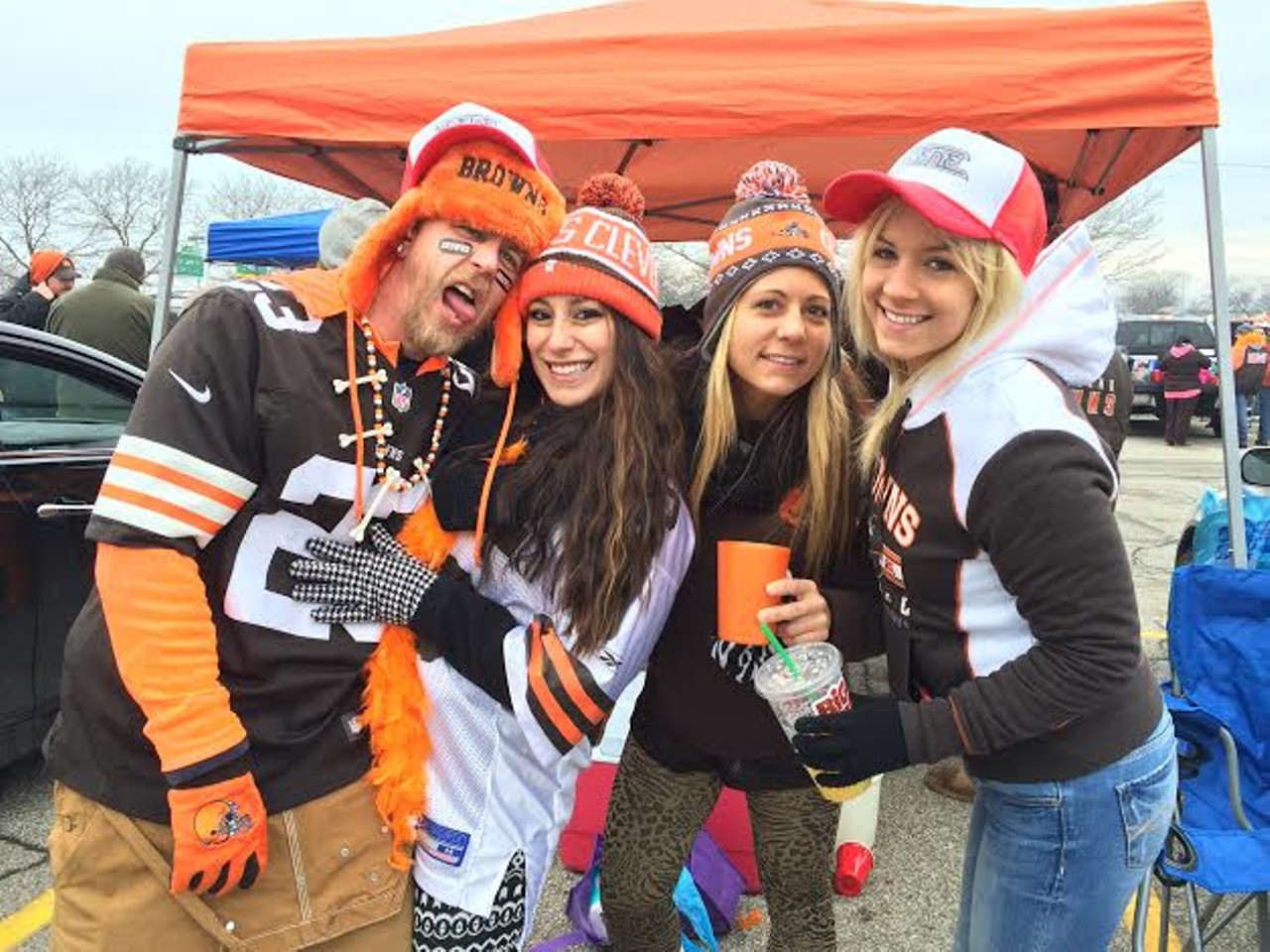 Texans fans at tailgate parties before game against Browns