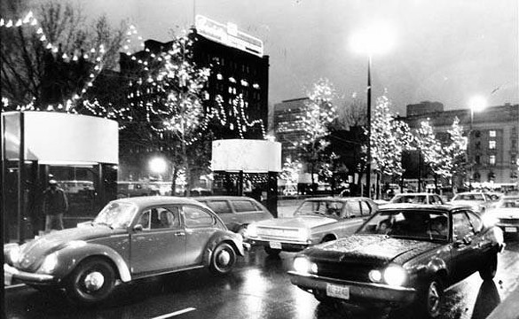 Christmas lights downtown Cleveland, 1980