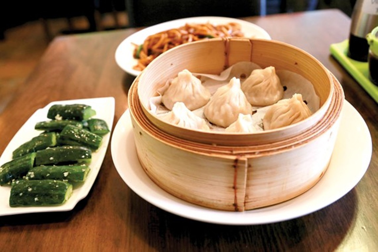  LJ Shanghai
3142 Superior Ave., Cleveland
Soup dumplings, or xiao long bao, have popped up around town during the occasional dim sum feast, but no place has mastered and marketed these delicacies as well as LJ Shanghai, a newcomer in Cleveland's Asiatown neighborhood. Open since October, this Chinese noodle house has been absolutely besieged by savvy diners who recognize quality xiao long bao when they see and taste them. LJ's are brilliant: tucked inside the delicate housemade wrapper is a dollop of meat swimming in intensely flavored broth. Pair them with the pan-fried noodles and an order of cucumber and you&#146;ll leave with full belly and a smile on your face.
Photo by Emanuel Wallace