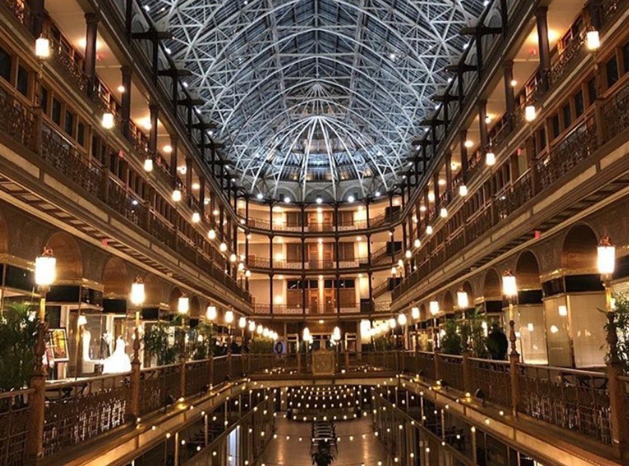 The Arcade Cleveland
401 Euclid Ave., 216-696-1408
When it opened in 1890, The Arcade Cleveland became the first indoor shopping center in the country. Today, Hyatt Regency Cleveland occupies the top three levels of the atrium while retailers continue to operate in the lower two. 
Photo via funky_formaggi/Instagram