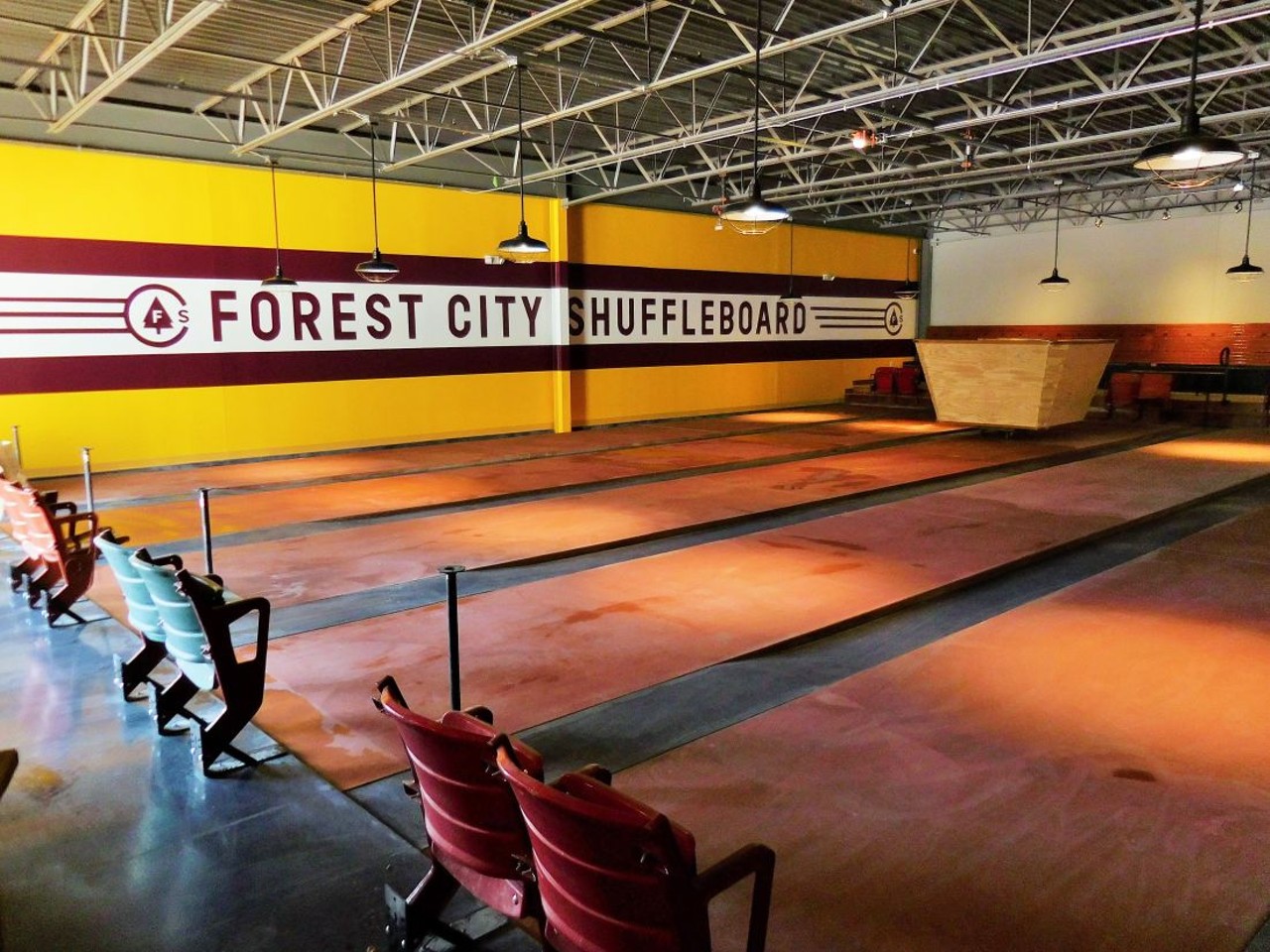  Forest City Shuffleboard
4506 Lorain Ave.
After nearly a year of construction, Jim Miketo is putting the finishing touches on Forest City Shuffleboard Arena and Bar, a gorgeous new entertainment option on the Ohio City-Detroit Shoreway border. A complete gut-and-rebuild job on the former Supermercado Rico building on Lorain at West 45th has produced a spacious, but comfortable social club with indoor shuffleboard, bar and kitchen. The business is now open.
Douglas Trattner Photo